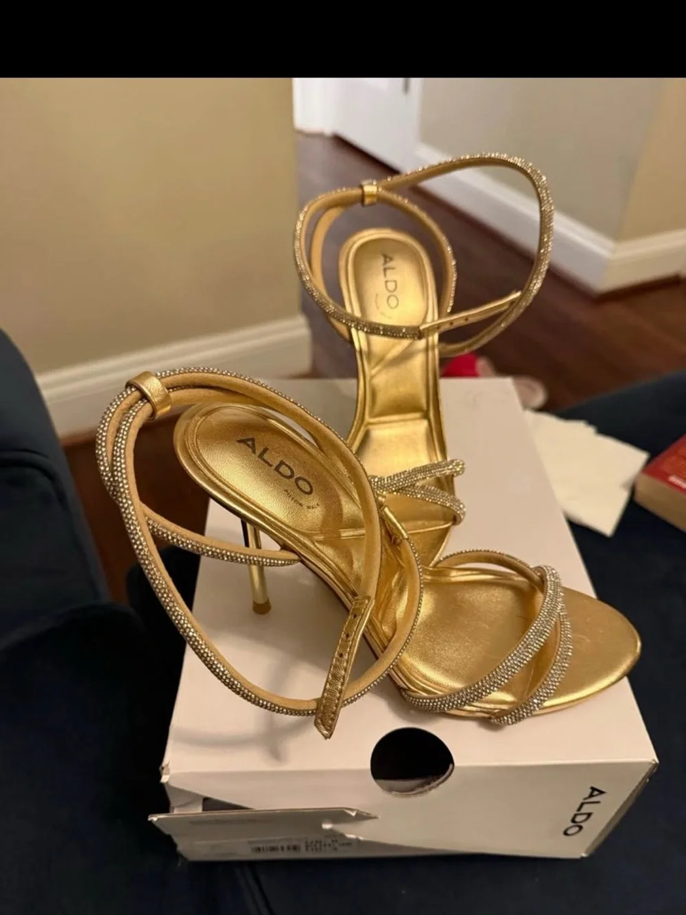 Aldo Metallic Gold Strappy Stiletto Sandals